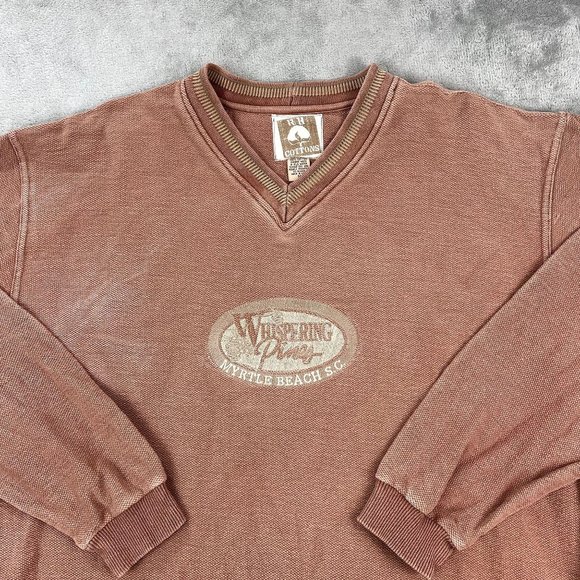 Vintage V-Neck Oversized Sweater Pullover Myrtle Beach Embroidered USA Medium - Picture 1 of 7